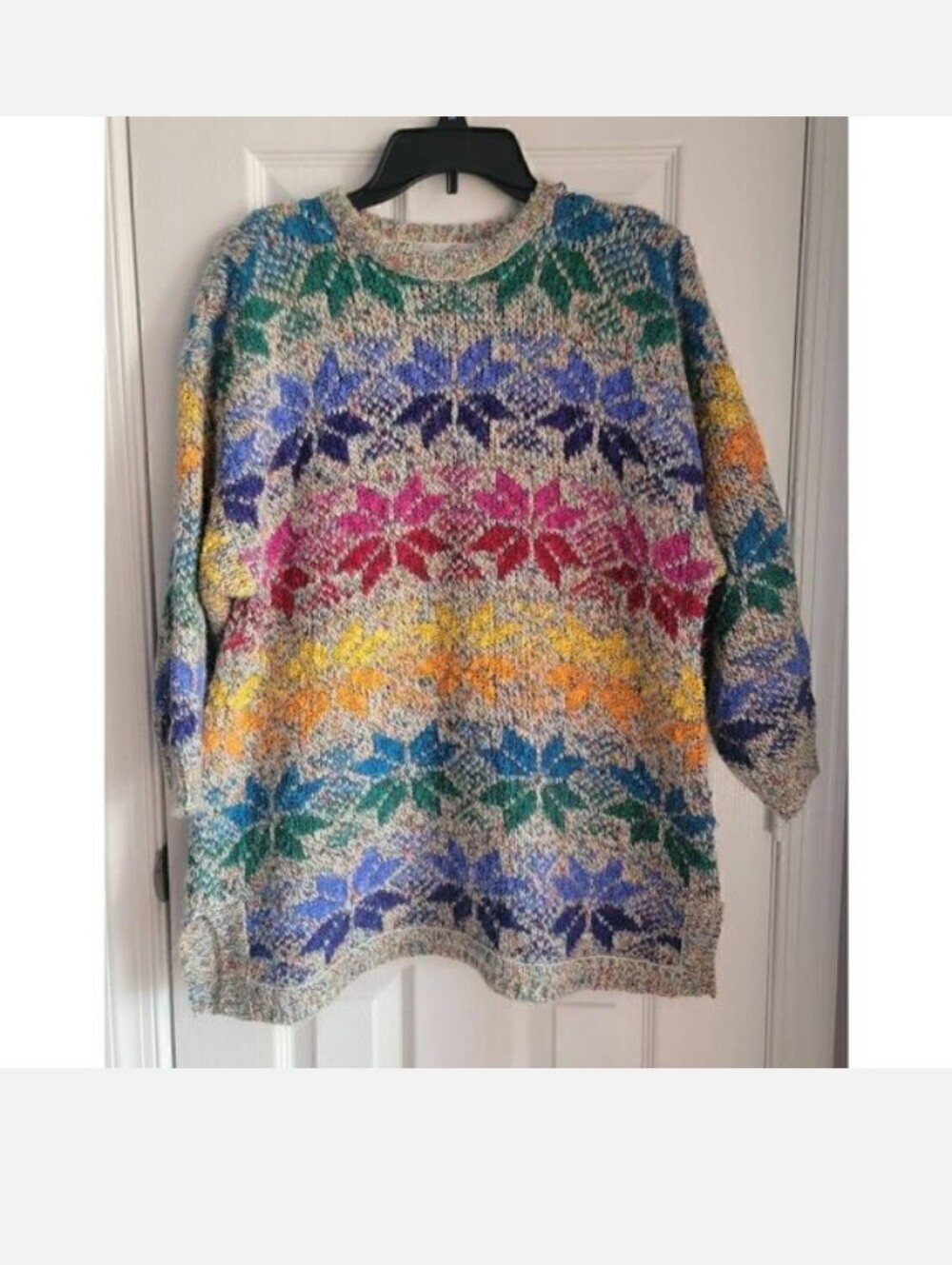 Vintage Geometric Rainbow Sweater L
